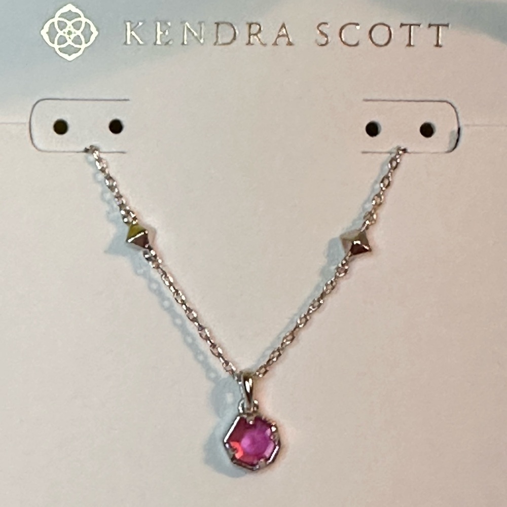 Kendra Scott Nola Silver Necklace in Azalea Pink NWT